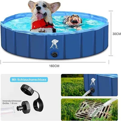 Immagine prodotto di Piscina estiva per cani e gatti, vasca rialzata per cani, 160 x 30 cm