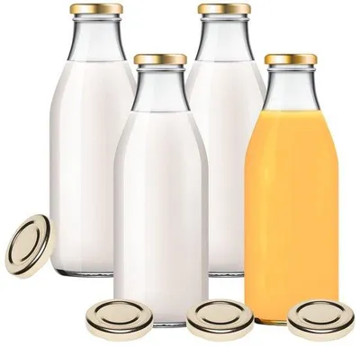 Productafbeelding van Set van 4 Glazen Flessen met Deksel en Labels