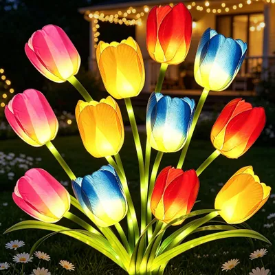 4er-Set Solar-Tulpenleuchten, LED, IP65, für Garten & Terrasse