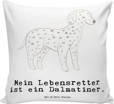 Produktbild von Mr. & Mrs. Panda Kuschelkissen Dalmatiner Lebensretter - Weiß - Geschenk, Dekokissen, Zierkissen, kissen für couch, Deko, sofa, Dalmatinac, Polster