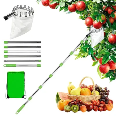Image de Solidchoice - Cueilleur de fruits télescopique en acier, longueur de 2,4 mètres