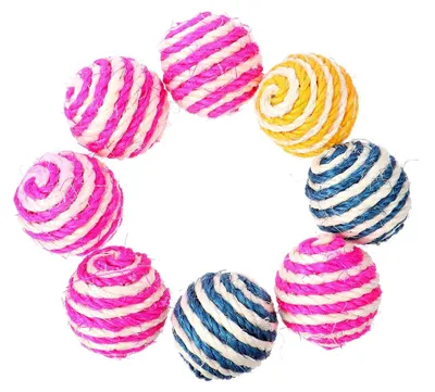 Produktbild von 8 Stück Katzenspielzeug Kratzball mit Sisal Geräuschaktivierter Beißball für Katzen Interaktives Kauspielzeug zur Beschäftigung und Linderung von Trennungsangst Zufällige Farbe