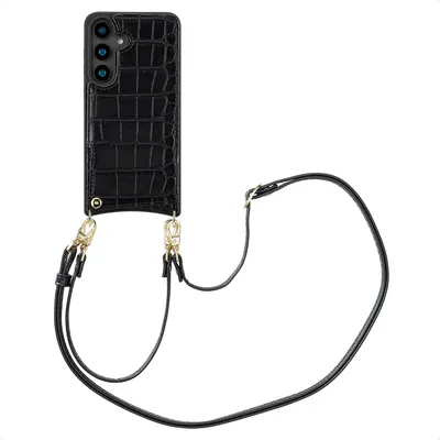 Immagine prodotto di Selencia Nova Croco Custodia per cellulare con cordino e porta carte Samsung Galaxy S24 - Nero