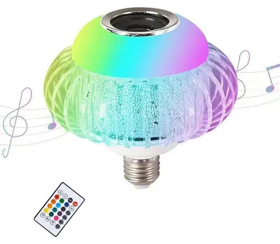Produktbild von Bluetooth-RGB-Musik-Glühbirne mit Lautsprecher, E27-Sockel, Fernbedienung, Lautsprecherbirne für Partys & Zuhause