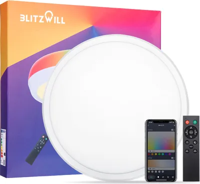 Obrázok produktu pre Inteligentné stropné svetlo LED, 40 cm, s hlavným svetlom a atmosférickým svetlom RGB, 2700-6500 K, nastaviteľná teplota, hlasové diaľkové ovládanie APP a režim DIY scény
