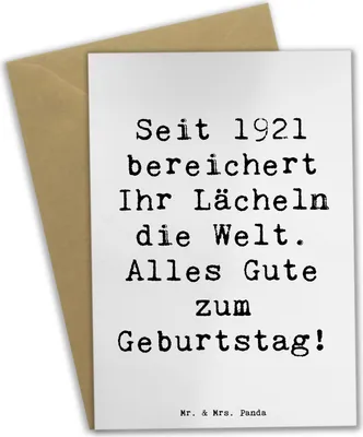 Produktbild von Mr. & Mrs. Panda Grußkarte Spruch 1921 Geburtstag - Weiß - Geschenk, weihnachtskarten, einladungskarten, herzlicher Geburtstagsspruch, osterkarten, Alles gut zum