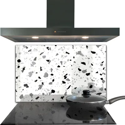 Produktbild von Spritzschutz aus Glas Küchenrückwand - Wandschutz für Herd und Spüle - 100x70 cm - Monochromer Terrazzo