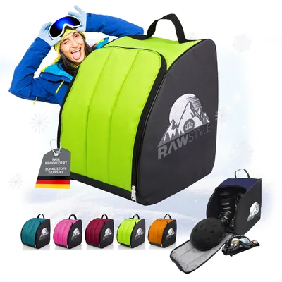 Produktbild von Rawstyle Skischuh Tasche Rucksack Wintersport Skischuhe Bag MOD 2 (schwarz-hellgrün)