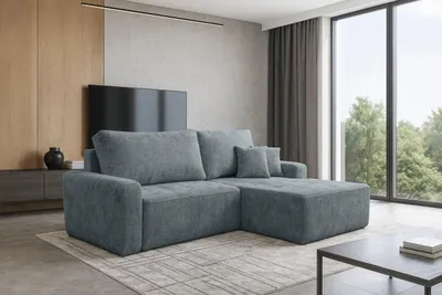 Obrázek produktu pro Rohová sedací souprava SAVONA od NORDELO s rozkládací funkcí, úložným prostorem a potahem HAGA 16, pohodlná sedací souprava 260 x 170 cm