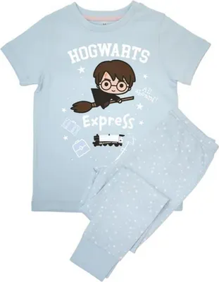 Image de Harry Potter - Pyjama « Hogwarts Express » avec pantalon long pour filles à manches courtes BI55361 (104) (bleu ciel)