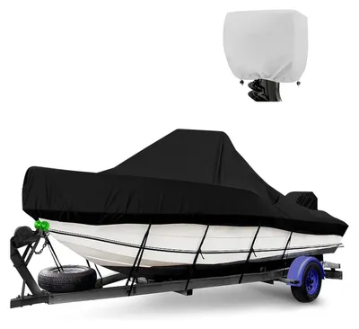 Image de Bâche/housse pour bateau - Console centrale - 600D Marine-Oxford - Imperméable - Résistante aux UV - Convient pour les bateaux de 20 à 22 pieds, largeur 229 à 305 cm - Gris