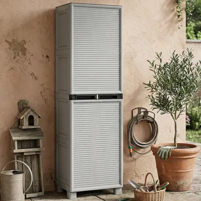 Produktbild von Außenschrank - Gartenmöbel Hellgrau 39x50x172h cm