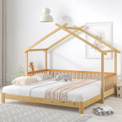 Obrázek produktu pro Postel s úložným prostorem 90x200/180x200 cm, přírodní barva, borovice, výsuvná postel pro dětský pokoj