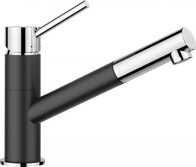 Produktbild von BLANCO KANO-S Küchenarmatur Wasserhahn Niederdruck silgranitschwarz/chrom Schlauchbrause