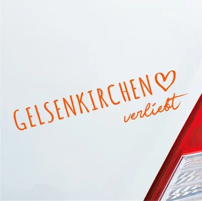 Produktbild von Auto Aufkleber Gelsenkirchen verliebt Herz Stadt Heimat Liebe Car 19x5 cm Orange Sticker Heckscheibenaufkleber