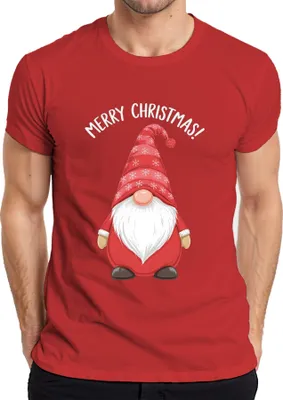 Produktbild von Merry Christmas! Weihnachtsgnom Wichtel Weihnachten Schneeflocken Herren T-Shirt, Rot, M