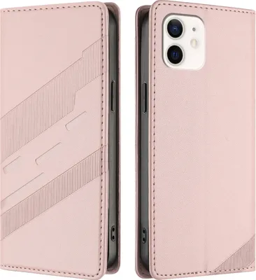 Immagine prodotto di Custodia per iPhone 12 / iPhone 12 Pro, custodia a portafoglio in Finto cuoio con slot per schede e funzione stand Rosa