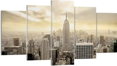 Produktbild von Bild auf Leinwand - Leinwandbild - Stadt Wolkenkratzer Manhattan New York - 160x85cm - Wand Bild - Wanddeko - Leinwanddruck - Bilder - Kunstdruck - Leinwand bilder - Wandkunst - EA160x85-2630