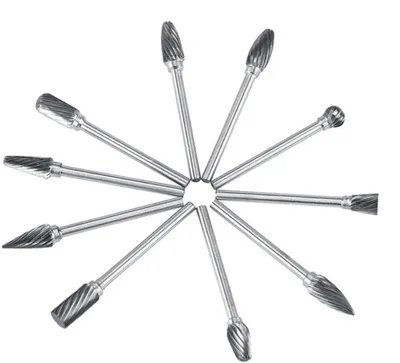 Set von 10 Wolframcarbidfräsen für Schleifmaschinen - Ideal für Metallbearbeitung, Gravieren und Polieren