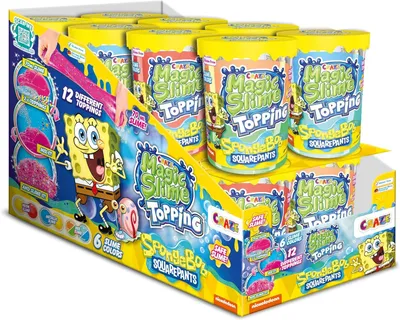 Productafbeelding van Magic slime topping sponskop - 16 blikjes slijm voor kinderen - Elke doos bevat 70 ml slijm en twee toppings