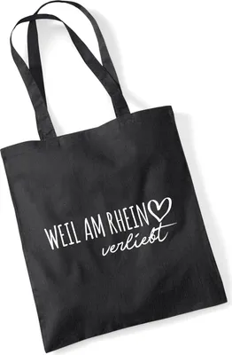 Produktbild von Huuraa Jutebeutel Weil am Rhein verliebt 10 Liter Black Baumwolle Tasche Geschenkidee