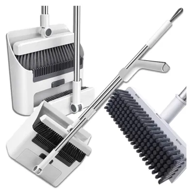 Produktbild von Bürste, Besen, Kehrschaufel am Stiel, Reinigungsset, weiß, 3-in-1, faul