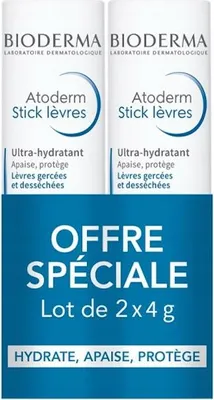 Image de Atoderm Kit de soin pour lèvres sèches et gercées 2 x 4 g