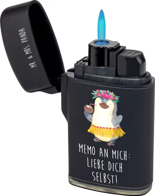 Produktbild von Mr. & Mrs. Panda Zünder Pinguin Kokosnuss - Schwarz - Geschenk, Urlaub, zigarettenanzünder, anzünder, Feuerzeuge, Hawaii, Gasfeuerzeug, sturmfeuerzeug, Feuerzeug