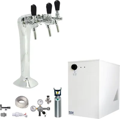 Produktbild von Sprudel Tafelwassergerät BieTal® BT-30U Kühlung Schanksäule Cobra Chrom 2KG CO2