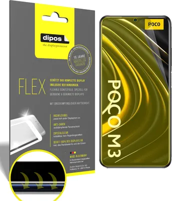 Obrázok produktu pre 3x ochranná fólia pre Poco M3, 100% pokrytie displeja, dipos Flex