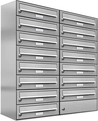 Produktbild von 15er Edelstahl Briefkasten Anlage 15 Fach Wandbriefkasten Postkasten