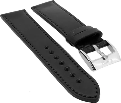 Produktbild von Eulux Shell Cordovan Uhrenarmband Pferdeleder schwarz wasserabweisend, Stegbreite:18mm, Schließe:Silbern