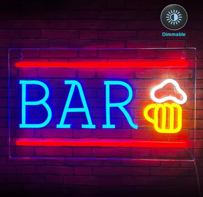 Immagine prodotto di Neon Led Light USB dimmerabile, segno al neon, luce notturna Neon Light Led decorazione murale per Bar Pub Hotel Restaurant Gift (Bar e birra, 40x20cm)