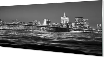 Produktbild von Glasbilder 125x50 Wandkunst Brücke Fluss-Panorama