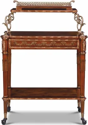 Produktbild von Casa Padrino Luxus Barock Servierwagen Braun / Messing / Silber - Barockstil Teewagen