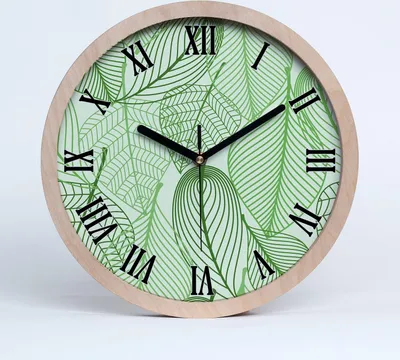 Produktbild von Holzuhr 25fi cm wanduhr - schwarze Spitzen - Blätter-Muster