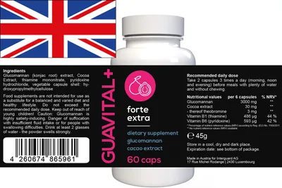 A product bottle with a label showing ingredients, nutritional information, and branding.