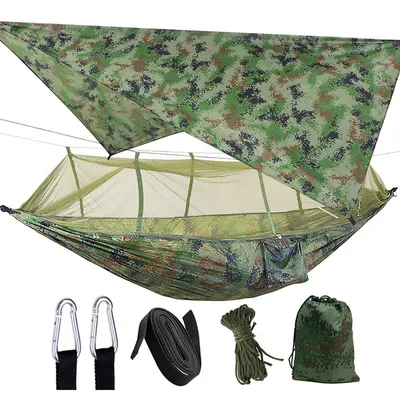 Produktbild von Moskitonetz-Hängematte,tragbare Nylon-Hängematte mit Zeltfunktion,Camping-Hängematte Outdoor für Camping und Reisen,260x200 cm