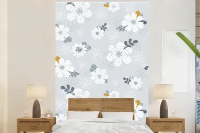 Produktbild von MuchoWow® Fototapete für Wohnzimmer oder Schlafzimmer Wandtapete Vinyl Motivtapete Design - Pflanzen - Blumen - 180x280 cm - Wallpaper