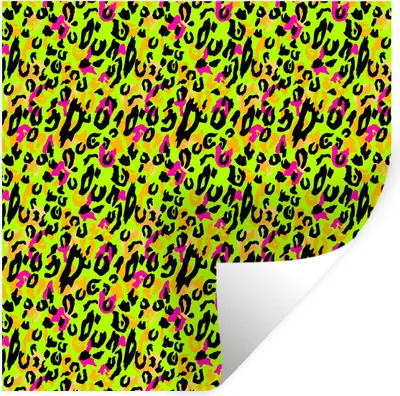 Produktbild von MuchoWow® Wandtattoo Wandsticker Wandaufkleber Pantherdruck - Neon - Gelb - Rosa 100x100 cm Selbstklebend und Repositionierbar - Wierderverwendbar - Selbstklebend