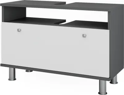 Image de Meuble sous-vasque Vicco Fynn Blanc brillant/Anthracite 80.2x54cm avec tiroir, Model 54379