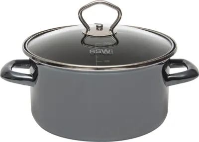 Produktbild von SSW Black Tiger Kochtopf mit Deckel, emailliert, Edelstahlgriffe, Ø 24 cm, 6,1 l