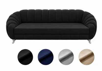 Produktbild von 3-Sitzer Schlafsofa Verno mit Bettfunktion & Bettkasten – moderne, elegante Polstersofa im Glamour-Stil, komfortabel, 285 cm fürs Wohnzimmer, schwarz