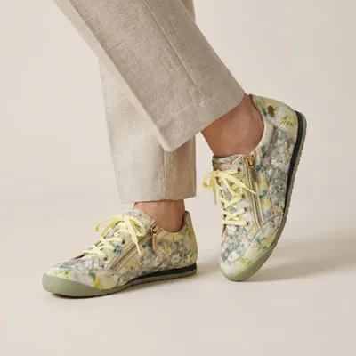 Produktbild von Laura Vita Damen Sneaker Mesh Stickerei Glitzer Textil TIVANAO 05, Größe:41 EU, Farbe:Gelb