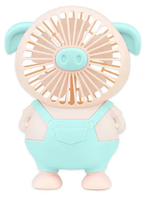 Produktbild von Elektrischer Tischventilator 1 Stück, USB-Wiederaufladbar, Schwein-Design, Leise Mit Lichtfunktion Für Büro Und Schlafzimmer