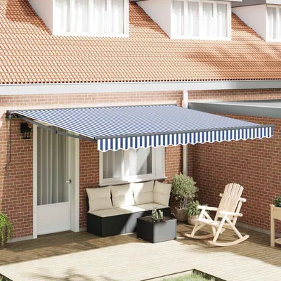 Obrázok produktu pre vidaXL Sťahovacia markíza modrá a biela 400 x 300 cm
