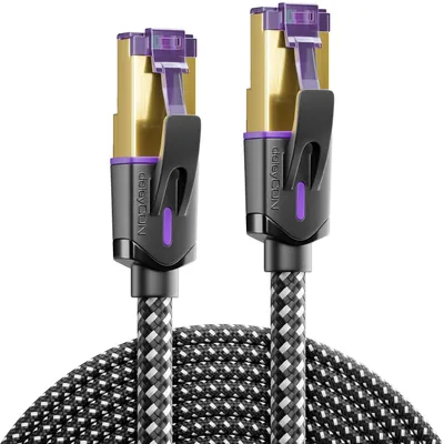 Produktbild von deleyCON 15m CAT7 Nylon Patchkabel RJ45 10 Gbit/s S/FTP POE - Schwarz