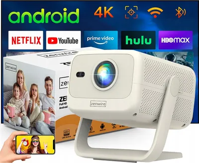 Produktbild von Projektor ZENWIRE se systémem Android, WiFi, Bluetooth, Full HD, podpora 4K, 12000 lumenů, automatické zaostřování, přenosný, mini projektor pro domácí kino a kancelář "H8"