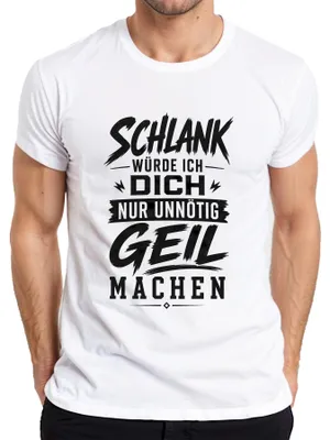 Zdjęcie produktu dla Koszulka męska "Schlank" (chudzielec), z ironicznym nadrukiem, humorystyczna, biała, rozmiar 3XL