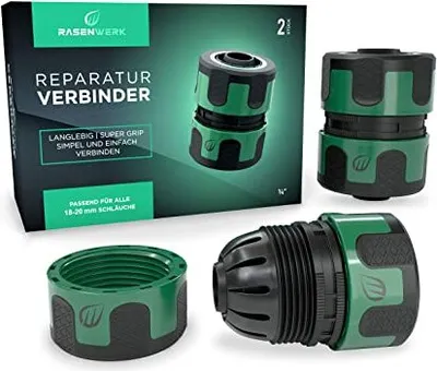 Produktbild von RASENWERK® - Reparatur Verbinder 3/4 Zoll - Wasserschlauch Verbindungsstück - Zubehör für Gartenschlauch - Schlauch Reparator - 2 Stück